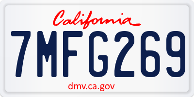 CA license plate 7MFG269