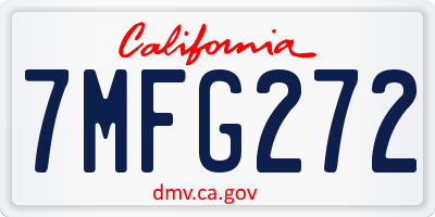 CA license plate 7MFG272
