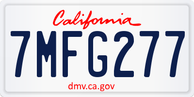 CA license plate 7MFG277