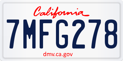 CA license plate 7MFG278