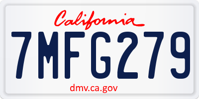 CA license plate 7MFG279