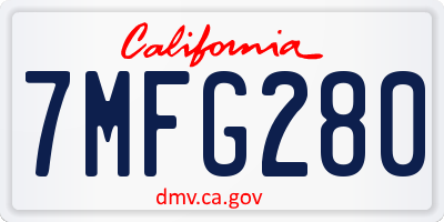 CA license plate 7MFG280