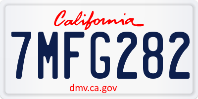 CA license plate 7MFG282