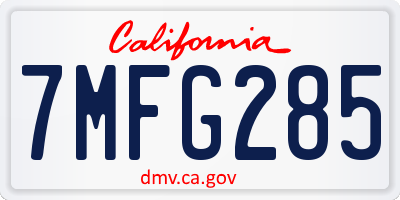 CA license plate 7MFG285