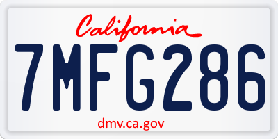CA license plate 7MFG286