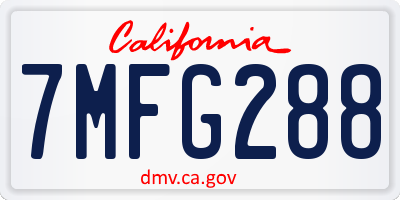 CA license plate 7MFG288