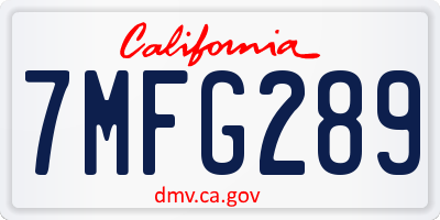 CA license plate 7MFG289