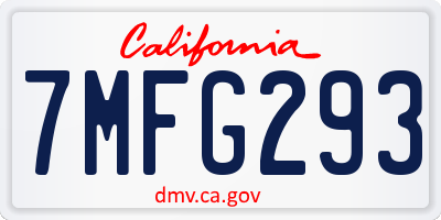 CA license plate 7MFG293