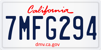 CA license plate 7MFG294