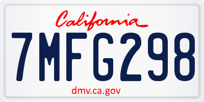 CA license plate 7MFG298