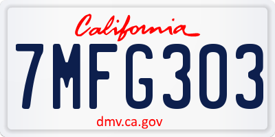 CA license plate 7MFG303
