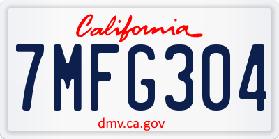 CA license plate 7MFG304