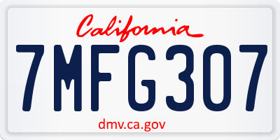 CA license plate 7MFG307