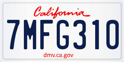 CA license plate 7MFG310