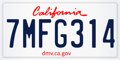 CA license plate 7MFG314