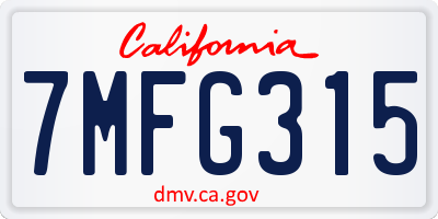 CA license plate 7MFG315