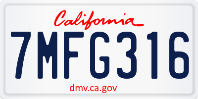 CA license plate 7MFG316