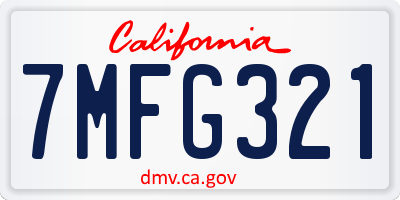 CA license plate 7MFG321