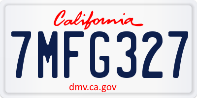 CA license plate 7MFG327
