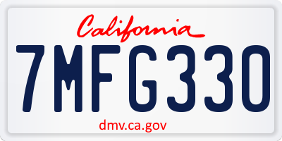 CA license plate 7MFG330