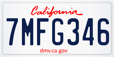 CA license plate 7MFG346