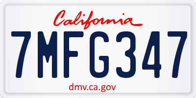 CA license plate 7MFG347