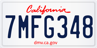 CA license plate 7MFG348