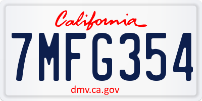 CA license plate 7MFG354