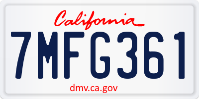 CA license plate 7MFG361