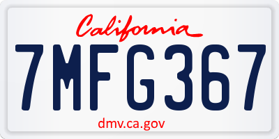 CA license plate 7MFG367