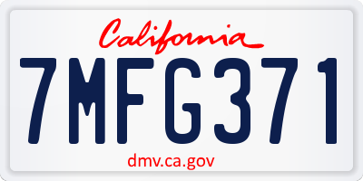 CA license plate 7MFG371