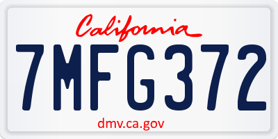 CA license plate 7MFG372