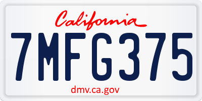 CA license plate 7MFG375