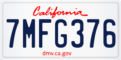 CA license plate 7MFG376