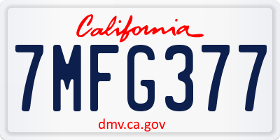 CA license plate 7MFG377