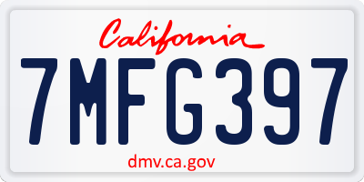 CA license plate 7MFG397