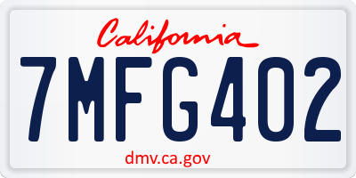 CA license plate 7MFG402