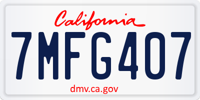 CA license plate 7MFG407