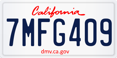 CA license plate 7MFG409