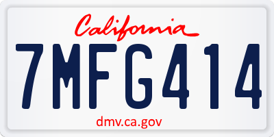 CA license plate 7MFG414
