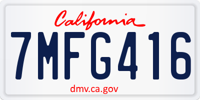 CA license plate 7MFG416