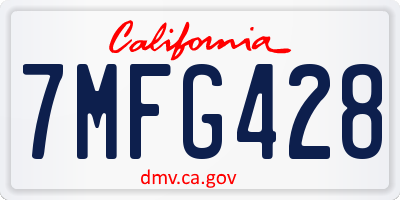 CA license plate 7MFG428