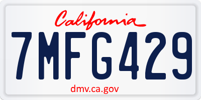 CA license plate 7MFG429