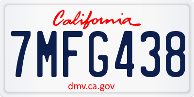 CA license plate 7MFG438