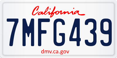 CA license plate 7MFG439
