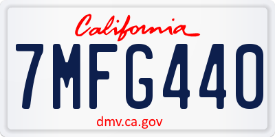 CA license plate 7MFG440