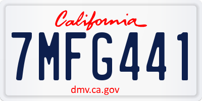 CA license plate 7MFG441