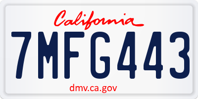 CA license plate 7MFG443