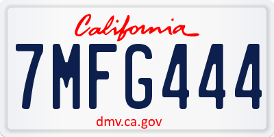 CA license plate 7MFG444