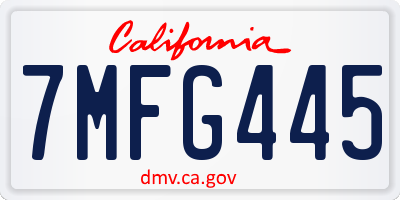 CA license plate 7MFG445